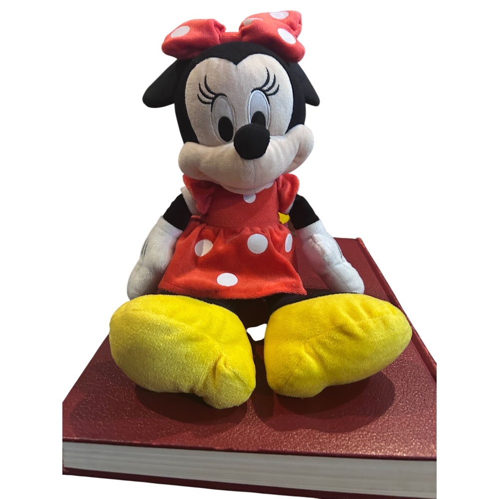 Disney Minnie Mouse Plush Toy Medium Red Polka Dot Dress Excellent Condition